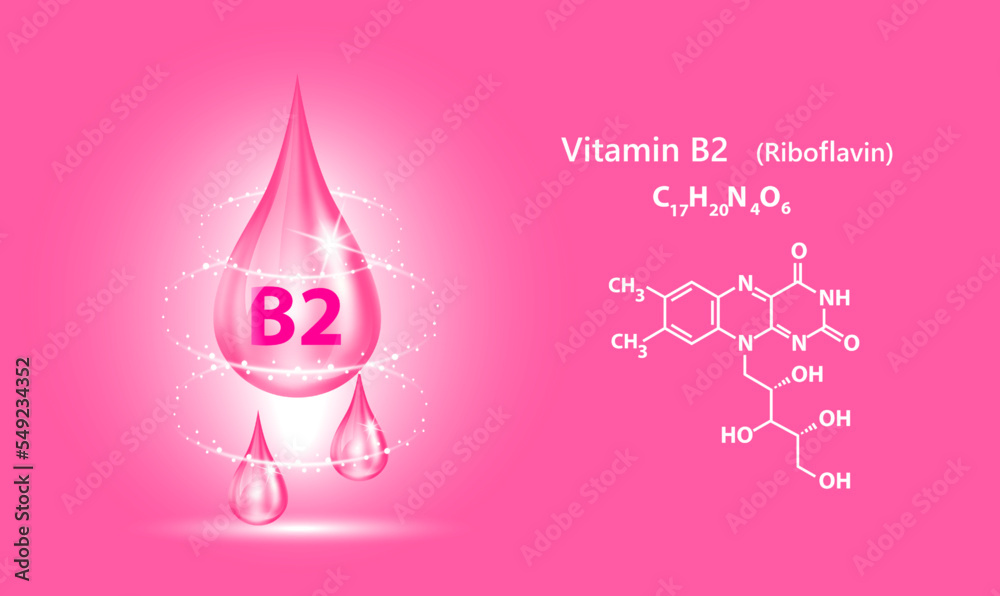Icon structure vitamin B2 drop water collagen dark pink. 3D Realistic ...