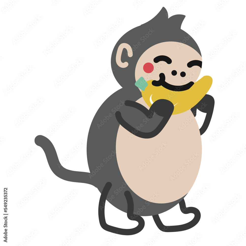 Obraz premium cute monkey hand drawn childish vector element