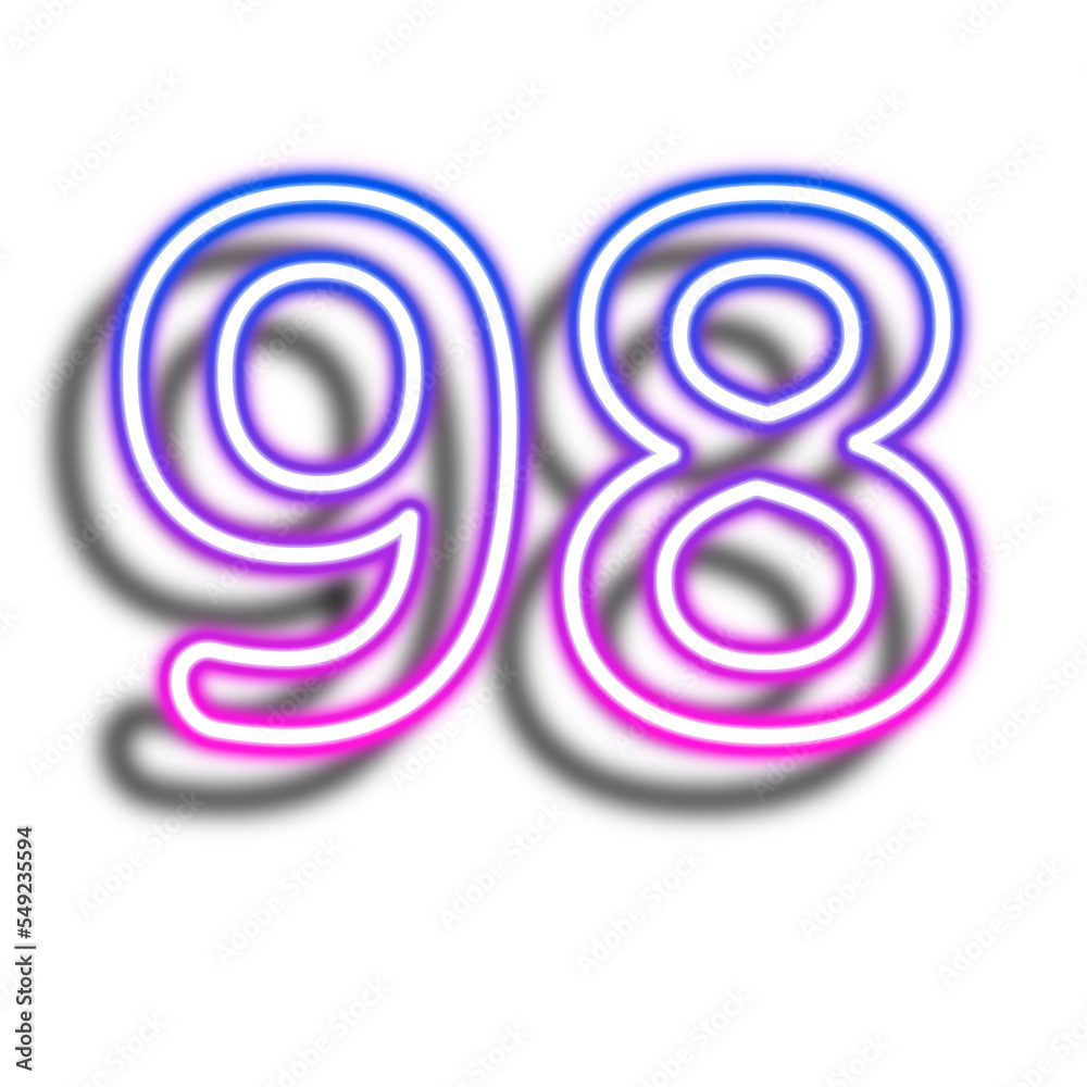 Glowing Neon Number Ninety Eight Glowing Neon Number Ninety Eight