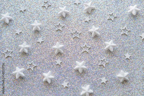 Gray glitter party background wihh white stars. shine