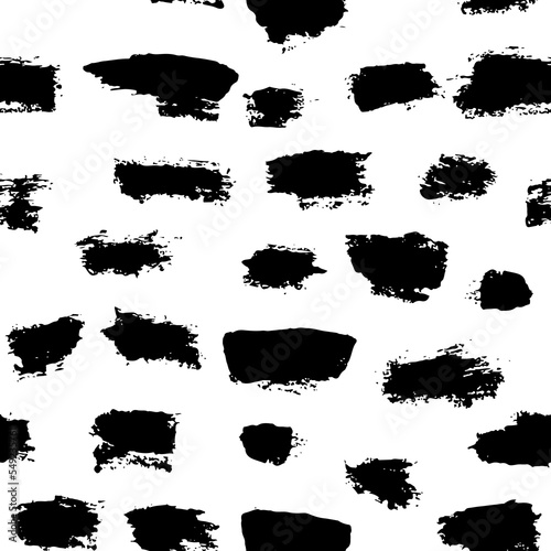 Dry Brush Lines Seamless Vector Black and White Pattern