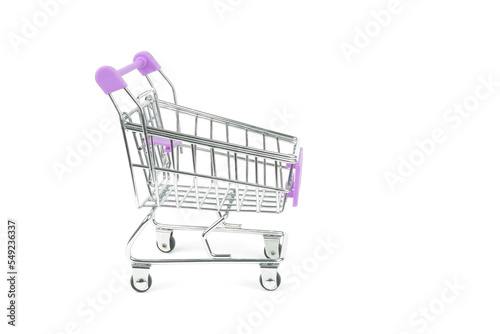 Shopping cart on white background with copy space © Thapanon Phoonchai