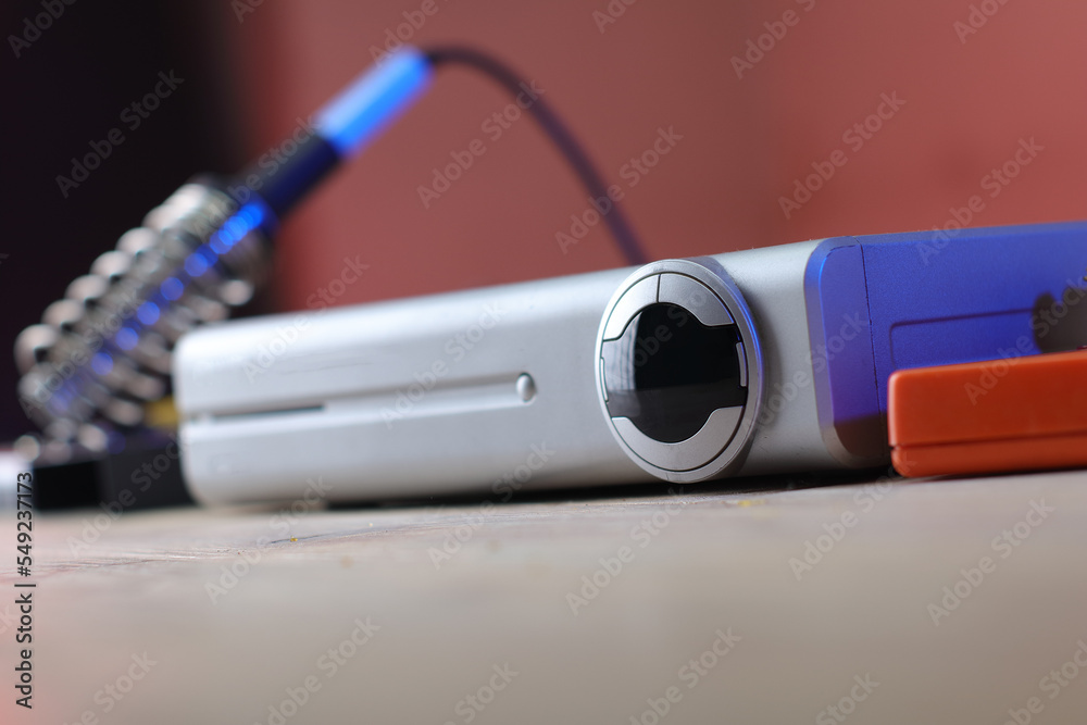 digital satellite tv tuner on table digital satellite tv tuner on table