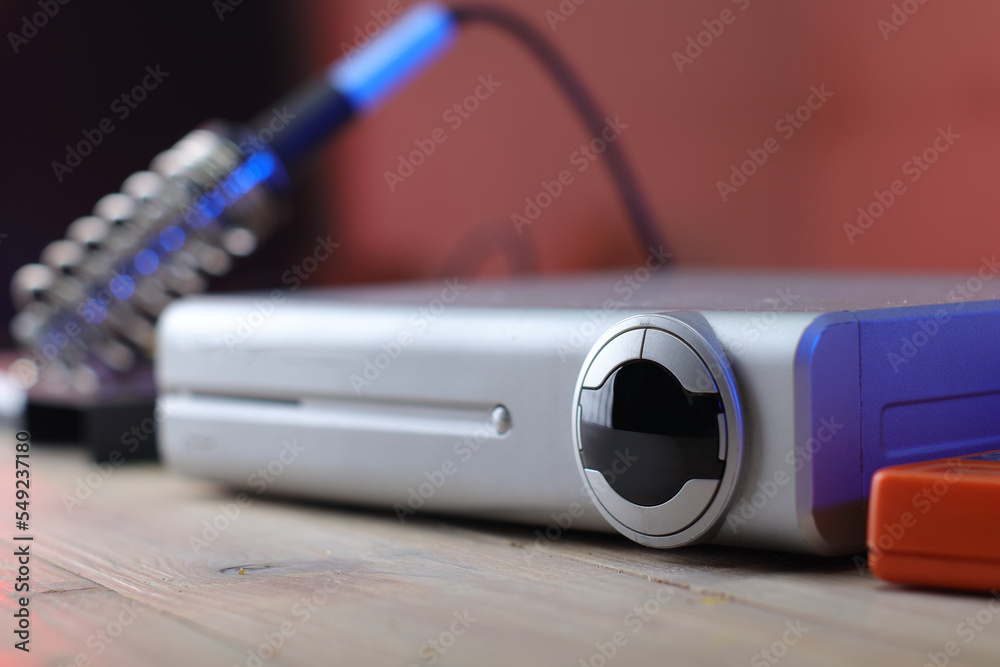 digital satellite tv tuner on table digital satellite tv tuner on table