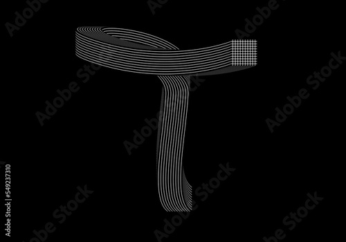 Hand drawn T letter. Abstract T letter.