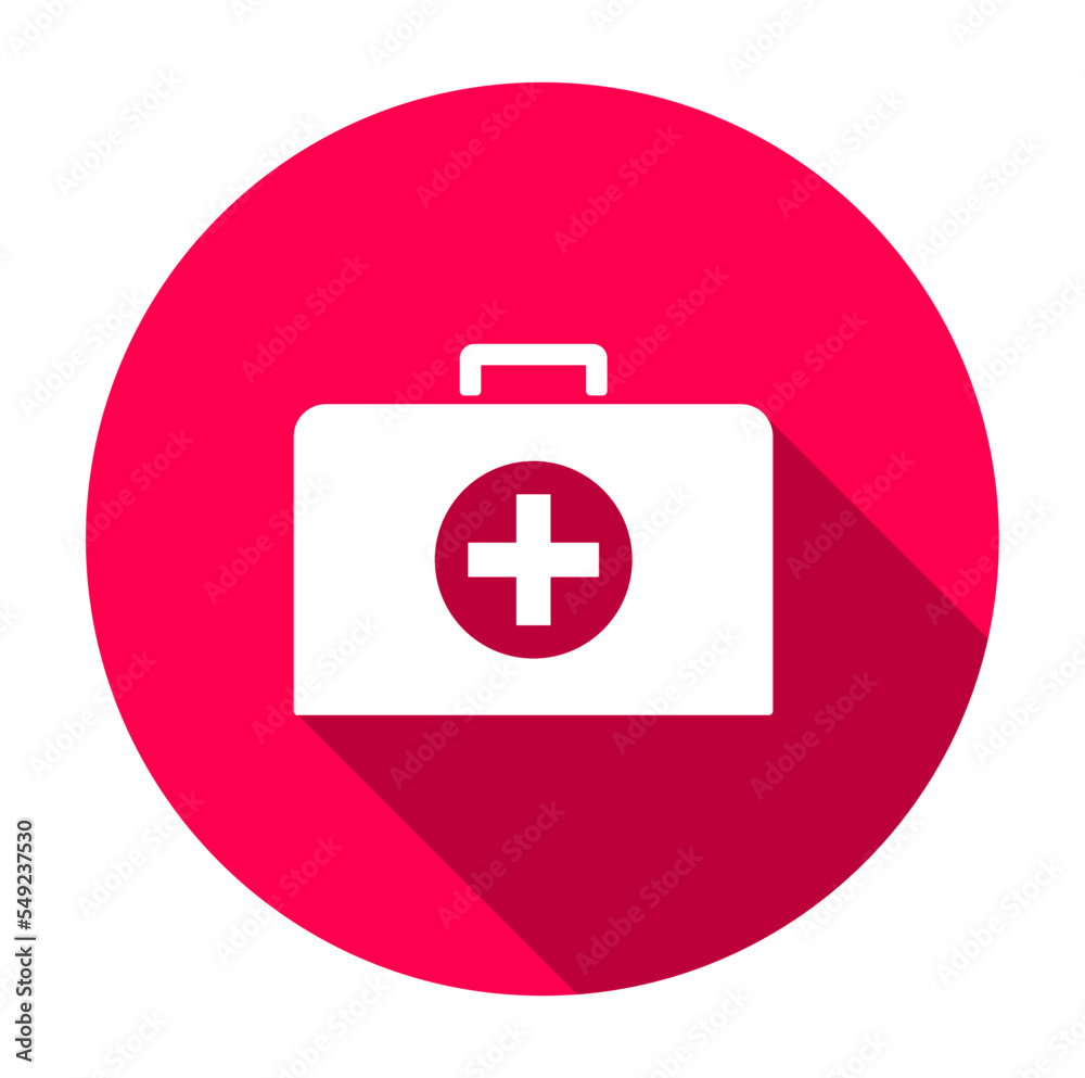 First aid kit flat circle icon Vector First aid kit flat circle icon Vector
