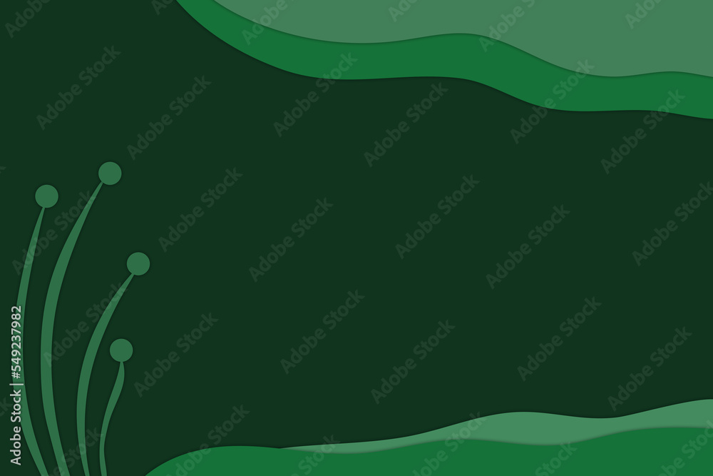 Abstract green background paper cut design nature minimal style Abstract green background paper cut design nature minimal style