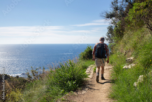 hiker on a path of the Amalfi coast