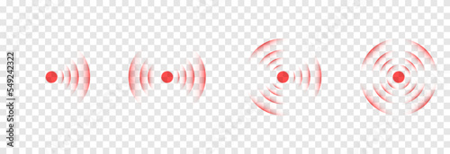 Vector set of pain localization markers. Red localization of pain png. Marker of painful place, bruise, pain. Design element.