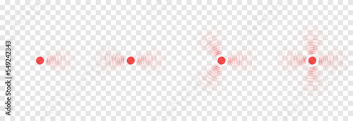 Vector set of pain localization markers. Red localization of pain png. Marker of painful place, bruise, pain. Design element.
