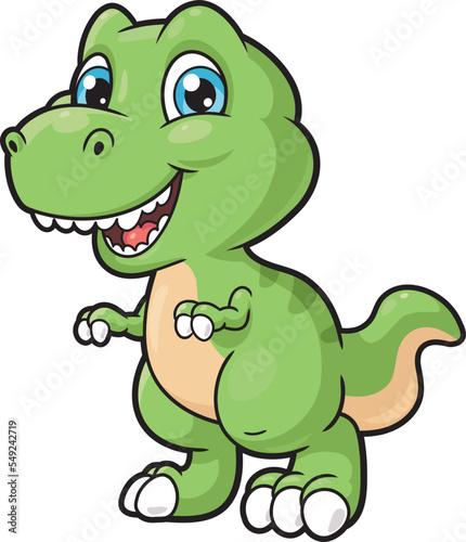 Cute baby t-rex character on white background