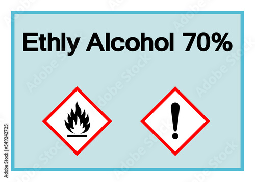 Ethly Alcohol 70% Symbol Sign, Vector Illustration, Isolated On White Background Label. EPS10