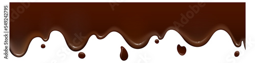 Dripping chocolate border. Sweet realistic cacao drops