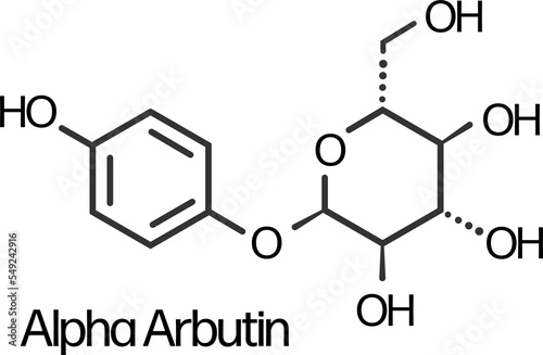 Alpha arbutin molecular skeletal formula structure.