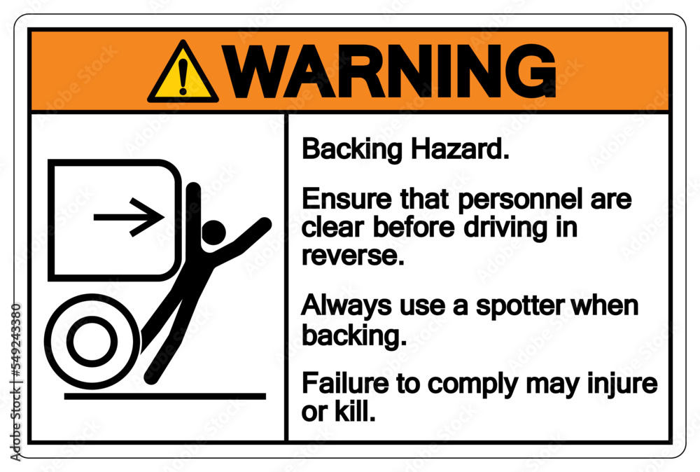 Warning Backing Hazard Symbol Sign, Vector Illustration, Isolate On ...