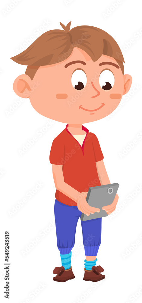 Kid typing on phone. Boy watching at smartphone screen Kid typing on phone. Boy watching at smartphone screen