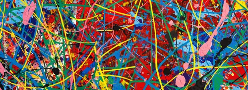 Panel kuchenny z motywem Hand draw digital painting abstract art panorama background colors texture design illustration..