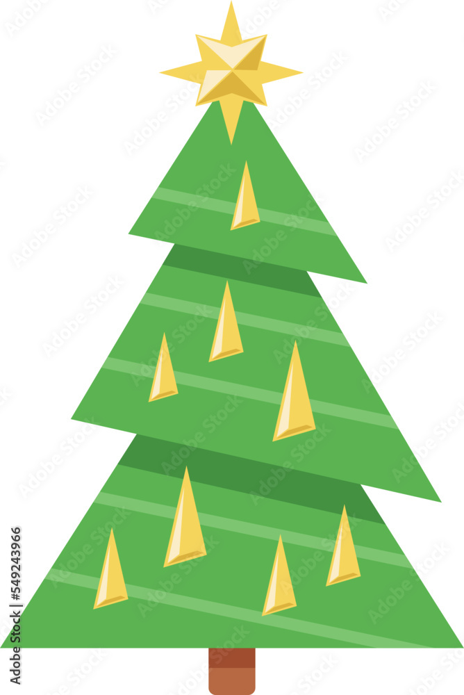 Stylized Christmas tree with yellow star vector illustration