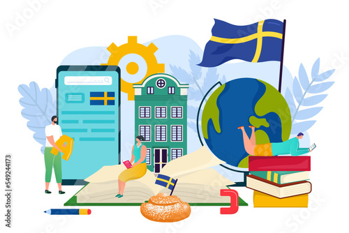 Swedish language concept design, vector illustration. Sweden graphic symbol banner, language education for flat business in foreign country.