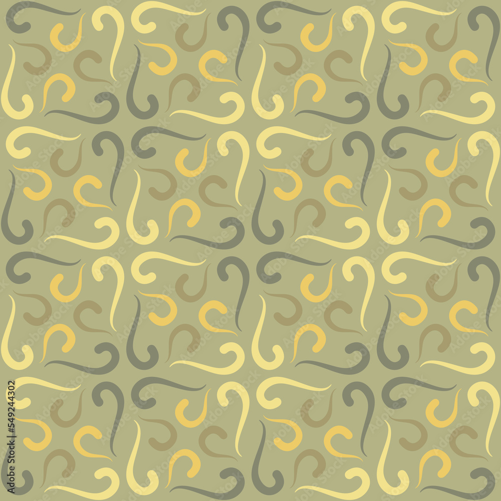Seamless tile pattern in traditional style. Simple abstract spiral shapes. Flat vector graphics.