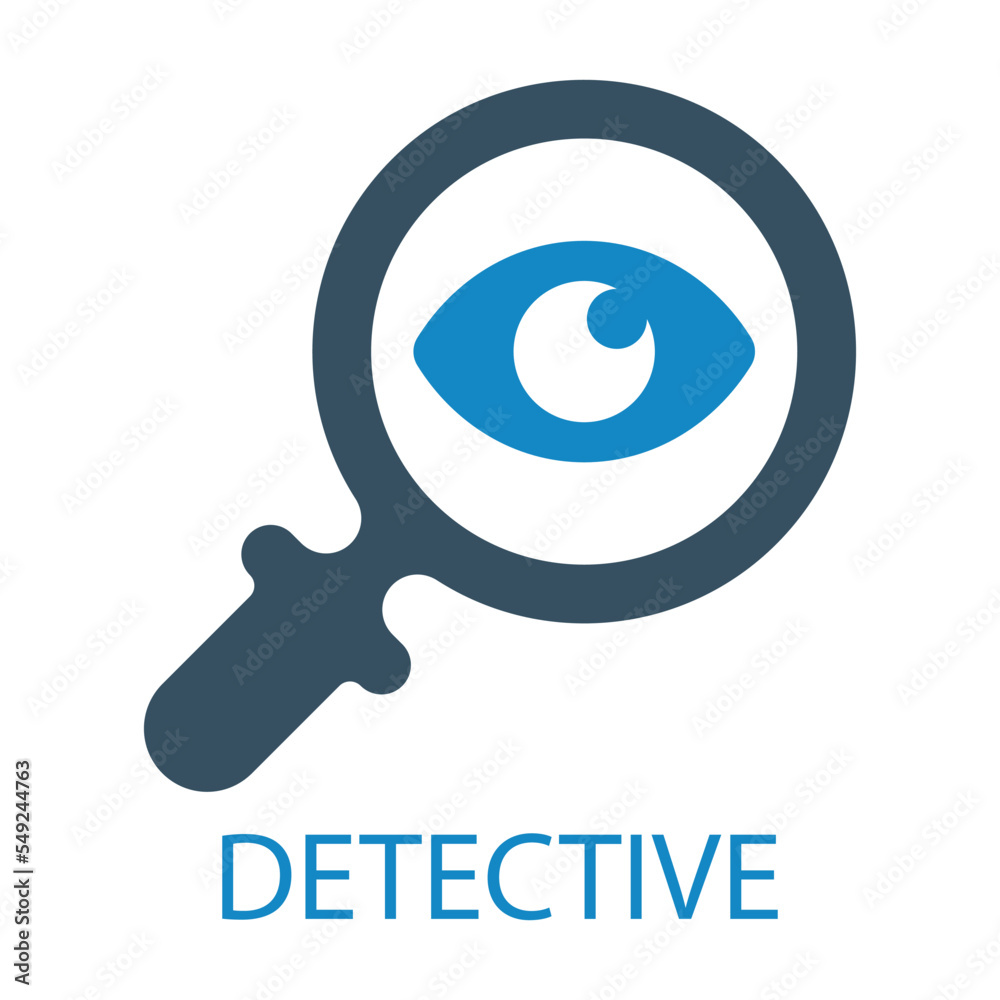 Magnifying glass with eye vector icon, isolated on white Magnifying glass with eye vector icon, isolated on white
