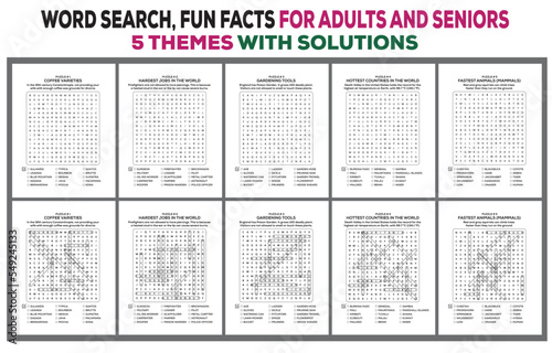 Word Search Puzzles and Fun Facts for Adults and Seniors photo