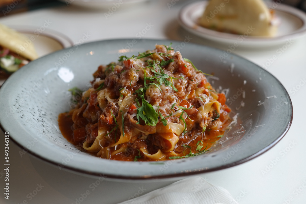 Fresh and thick tomato sauce meat pasta bolognese Fresh and thick tomato sauce meat pasta bolognese