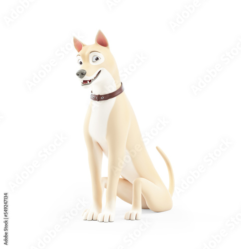 3d cartoon dog sitting on the floor