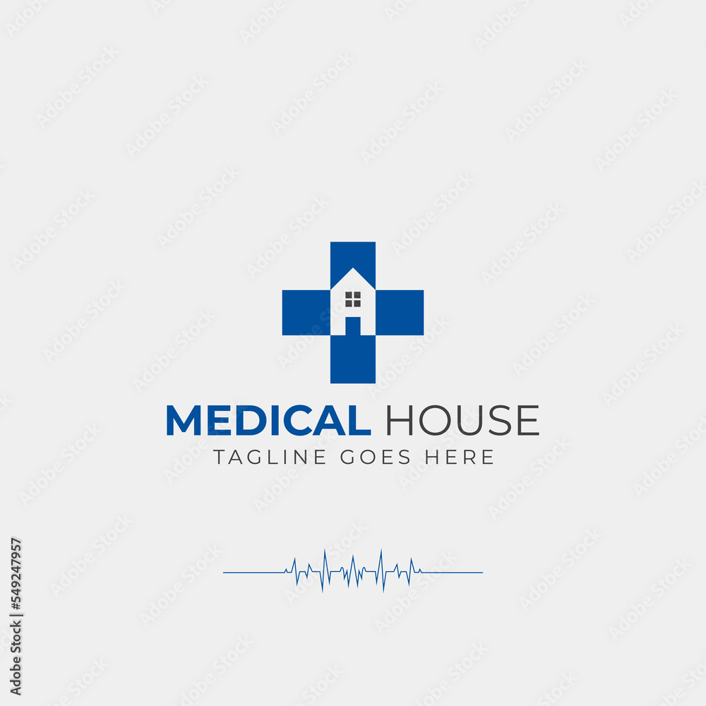 medical plus cross with negative space home icon logo medical plus cross with negative space home icon logo