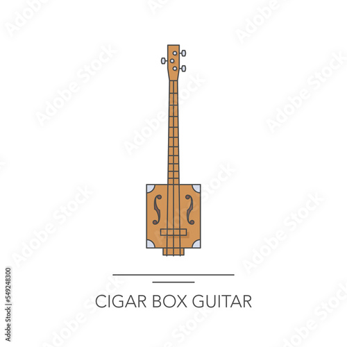 Cigar box guitar outline colorful icon. Vector illustration