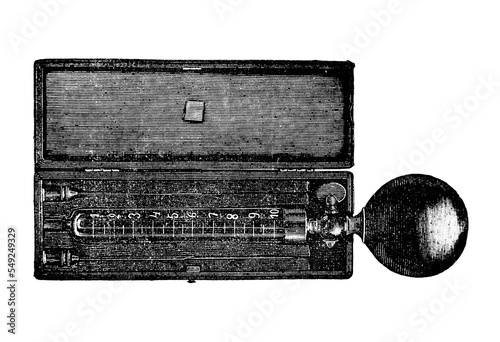 Syringe for injection of diphtheria antitoxin serum - 1897 Vintage Engraved Illustration photo
