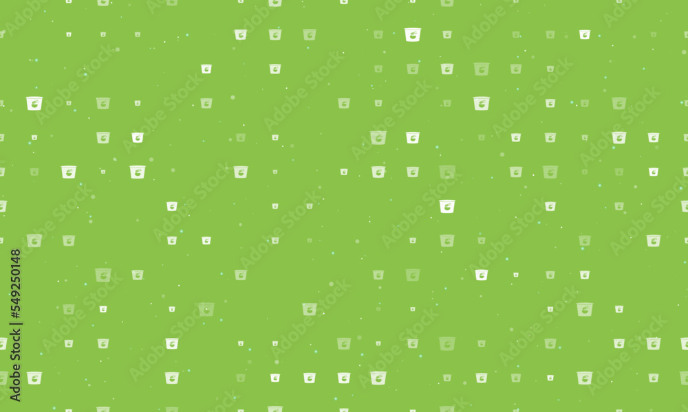Seamless background pattern of evenly spaced white instant noodles symbols of different sizes and opacity. Vector illustration on light green background with stars Seamless background pattern of evenly spaced white instant noodles symbols of different sizes and opacity. Vector illustration on light green background with stars