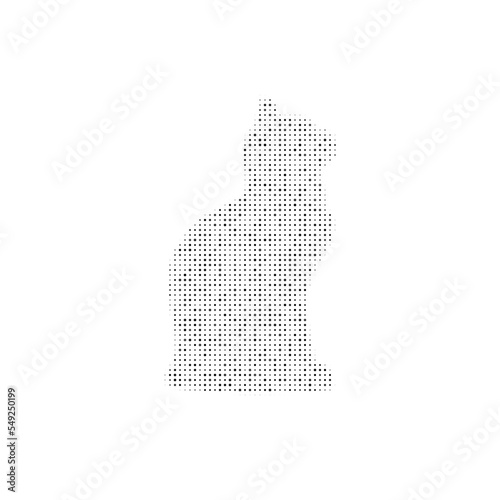 The cat symbol filled with black dots. Pointillism style. Vector illustration on white background
