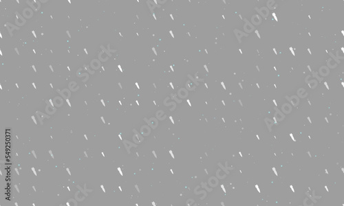 Seamless background pattern of evenly spaced white falling rocket symbols of different sizes and opacity. Vector illustration on gray background with stars