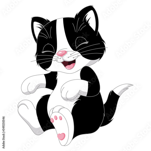 Funny Laughing Cat Cartoon Illustration photo