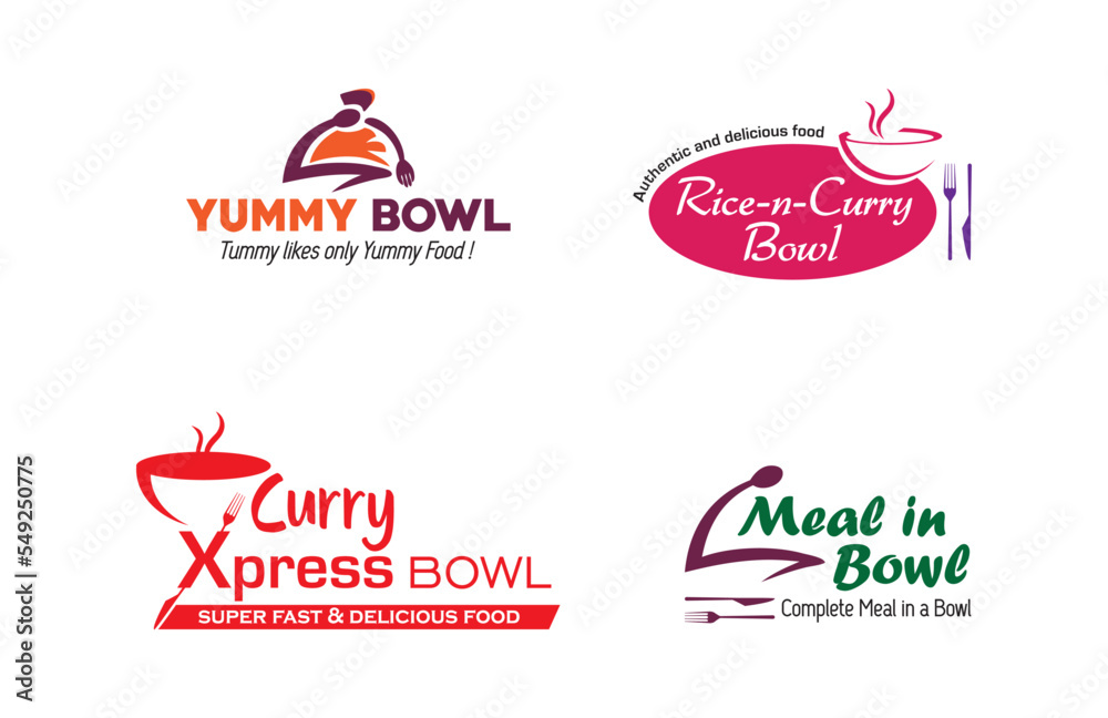 Restaurant Logo, Catering Logo, Meal in a Bowl, Logo vector, Eat in Logos