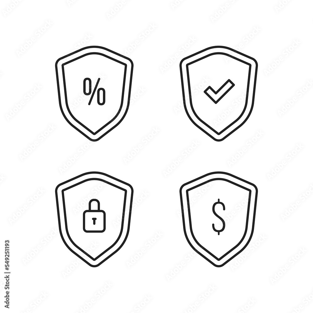 set of shields like protected banking service icon set of shields like protected banking service icon