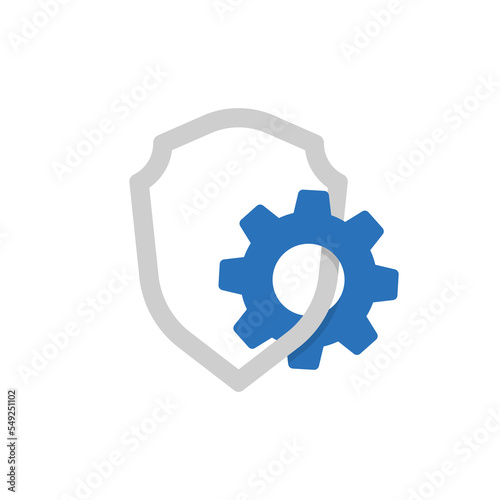 cogwheel with shield for security tech service icon