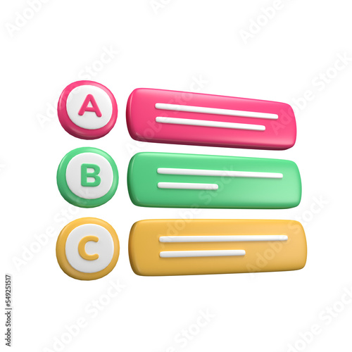 Exam multiple choice 3D