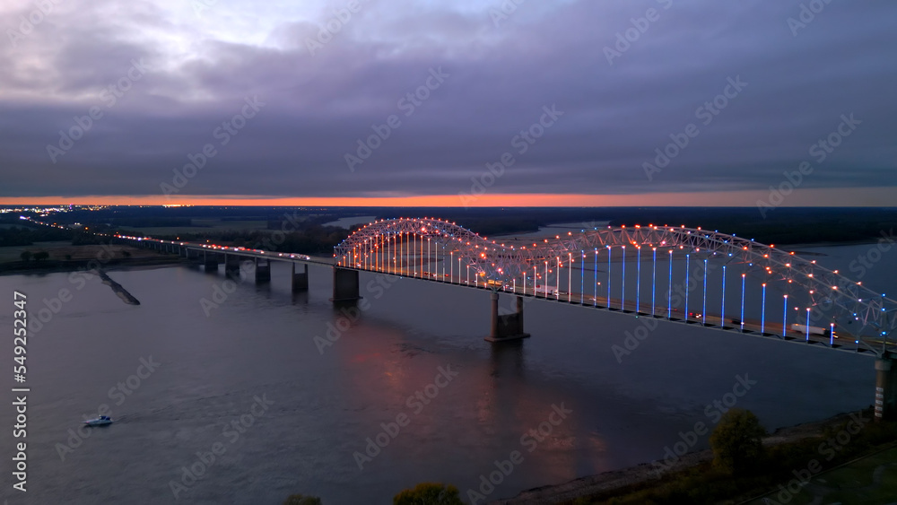 Hernando do Soto Bridge in Memphis between Arkansas and Tennessee - aerial view - aerial view
