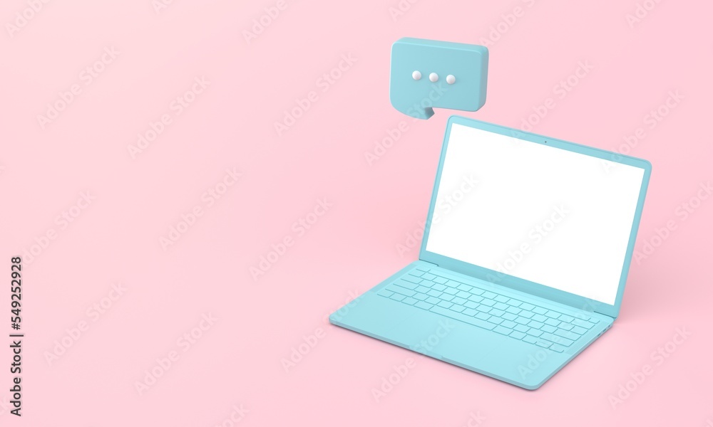 Laptop with Speech Bubble. 3D Illustration Laptop with Speech Bubble. 3D Illustration