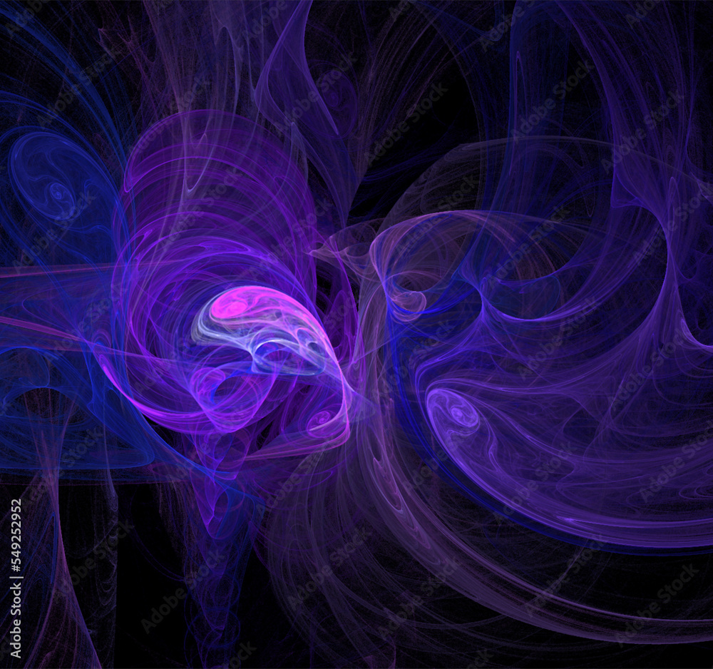 Fototapeta premium abstract purple-blue glowing pattern on black background, design, wallpaper