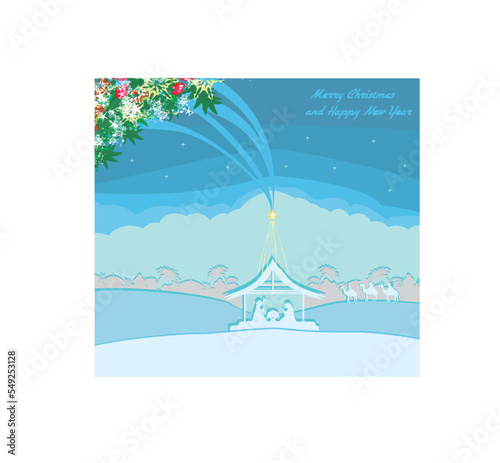 Birth of Jesus in Bethlehem - decorative Christmas card