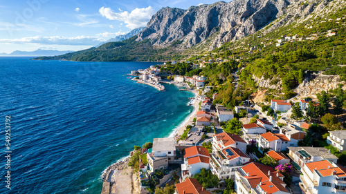 Croatia beach An aerial view of village of Drasnice located on Makarska Riviera, Croatia