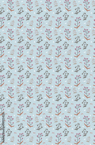 Vector seamless floral pattern with dried flowers