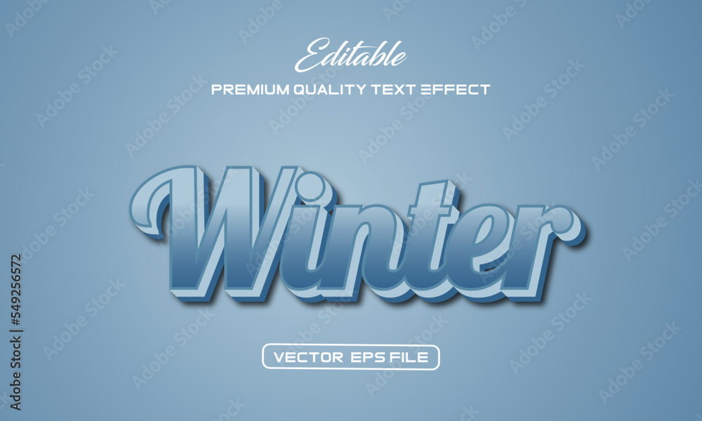 3d text effect winter-vector Template Design