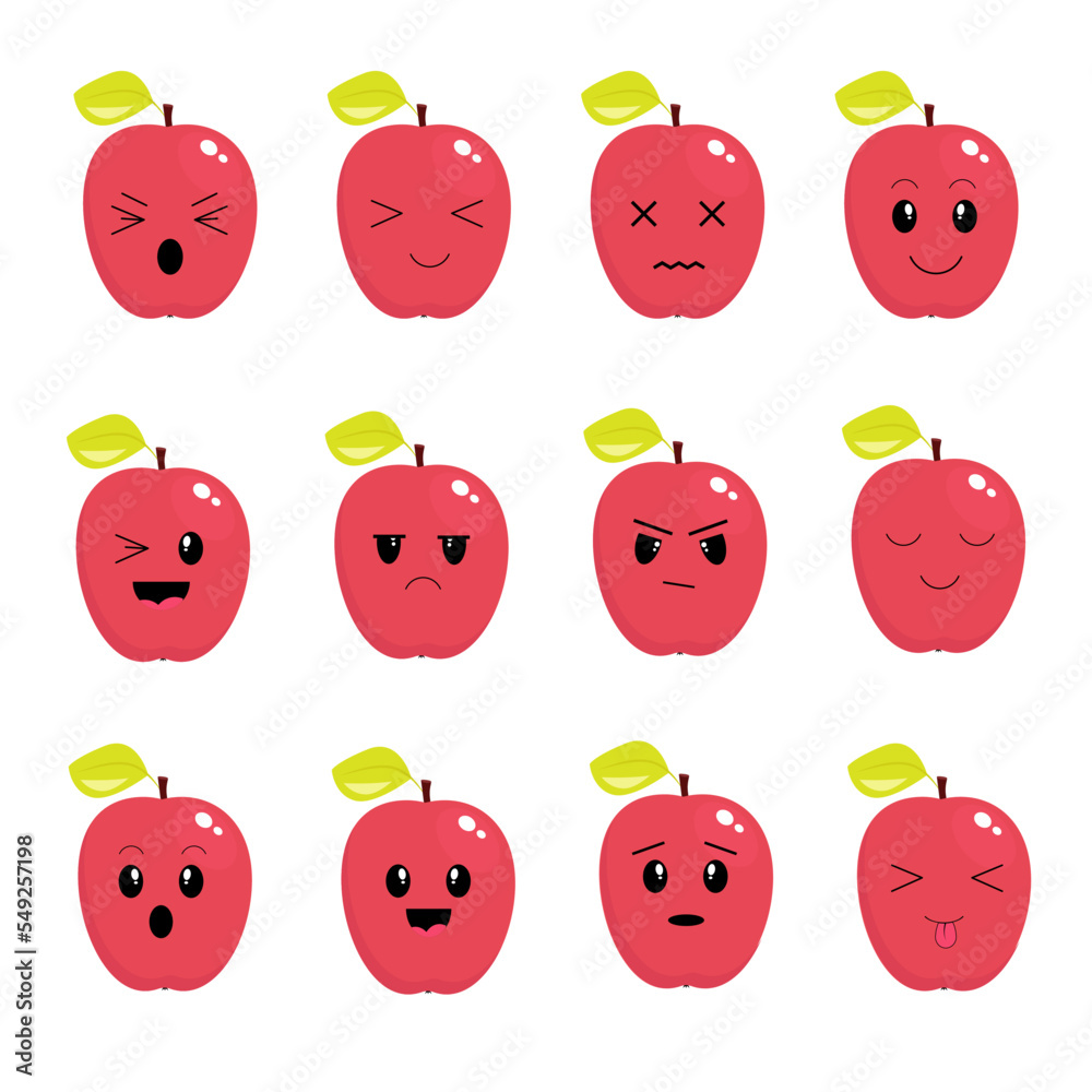 Apple with kawaii eyes. Flat design. Apple with kawaii eyes. Flat design.