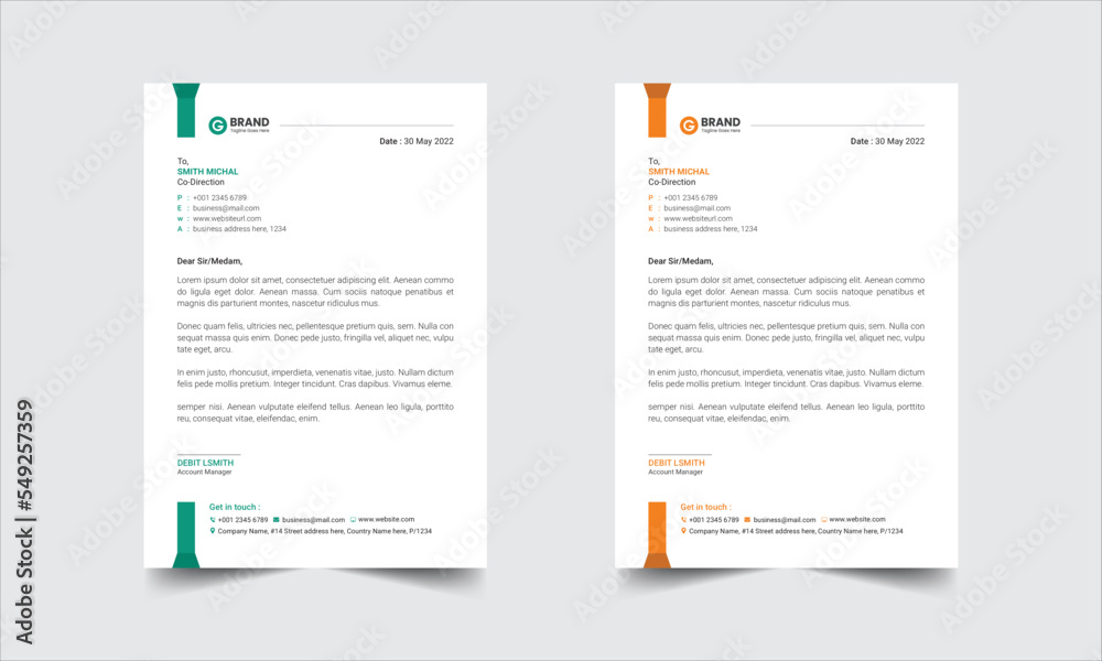 Corporate business letterhead template design with color variation bundle, modern business letterhead, letterhead corporate flyer