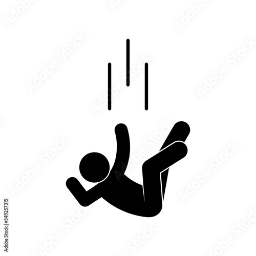 man falls down from a height, stick figure icon