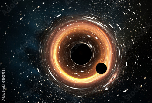 Obraz na plátne Small black hole orbiting around the supermassive black hole